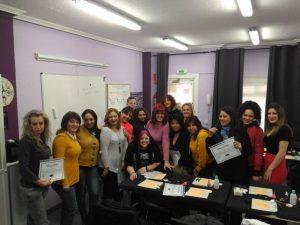 Foto de las alumnas del curso de extensión de pestañas del día 11/03/18