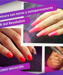 Manicura con torno y semipermanente y soft gel