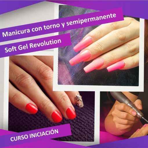 Manicura con torno y semipermanente y soft gel